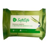 Салфетки влажные с экстрактом зеленого чая SoftLife/СофтЛайф 20шт