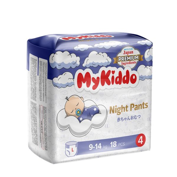 Подгузники-трусики для детей ночные Night MyKiddo 9-14кг 18шт р.L подгузники для взрослых tena pants normal трусики м 10 шт