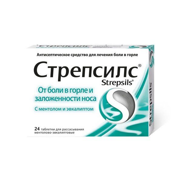 Стрепсилс ментол-эвкалипт таблетки для рассасывания 24шт