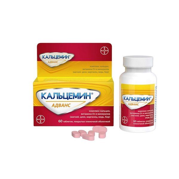 Кальцемин Адванс, комплекс кальция, витамина D3 и минералов, таблетки п.п.о. 60шт Bayer/Байер