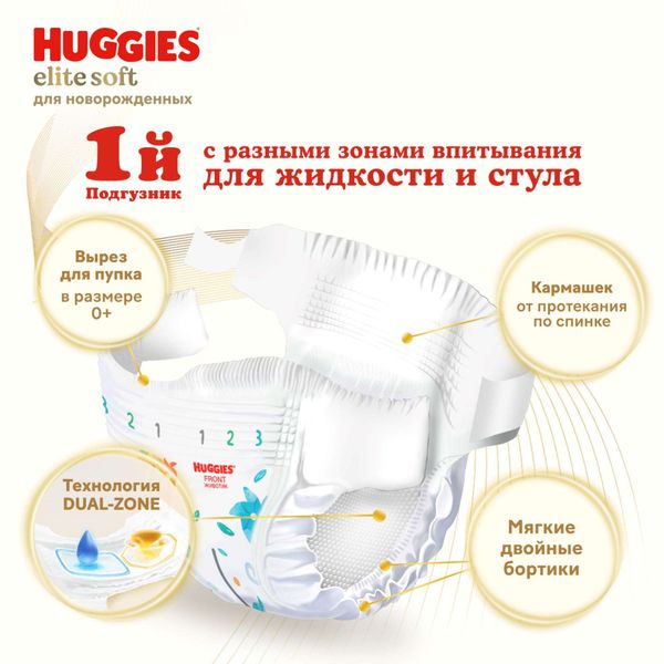 Подгузники детские одноразовые Elite Soft Huggies/Хаггис 3-5кг 50шт фото №4