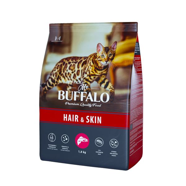 Корм сухой для кошек лосось Adult Hair&Skin Mr.Buffalo 1,8кг фото №2