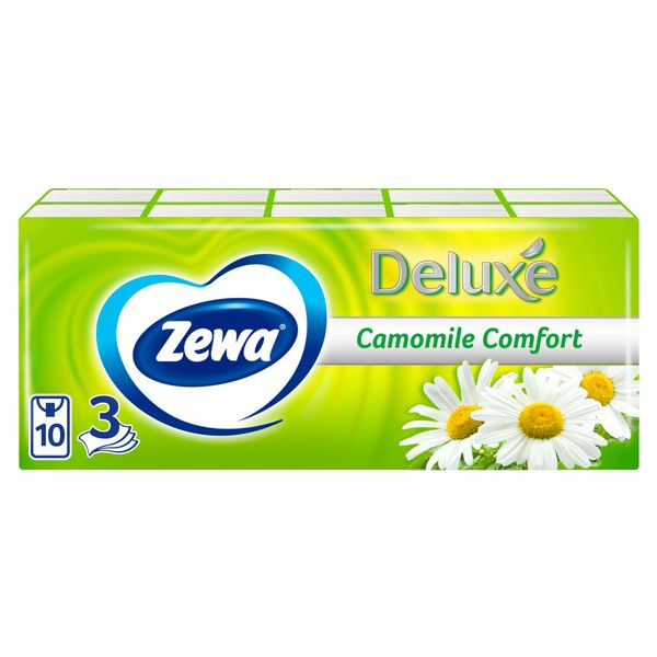 Платочки Zewa (Зева) бумажные Deluxe Camomile Comfort 10 шт. 10 упак. платочки носовые lelea 3 х слойные mint 10 шт