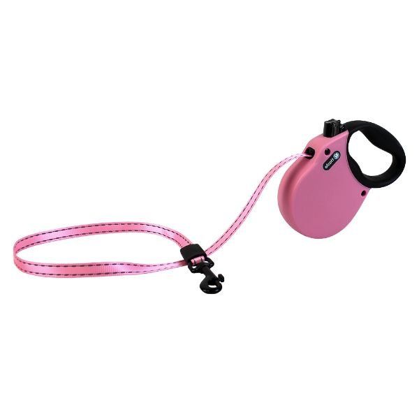 Рулетка лента для собак весом до 11кг антискользящая ручка розовая Adventure Alcott 3м (XS) фото №2