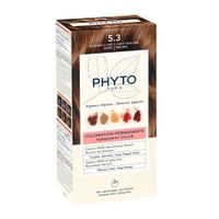 Набор Phyto/Фито: Краска-краска для волос 50мл тон 5.3 Светлый золотистый шатен+Молочко 50мл+Маска-защита цвета 12мл+Перчатки