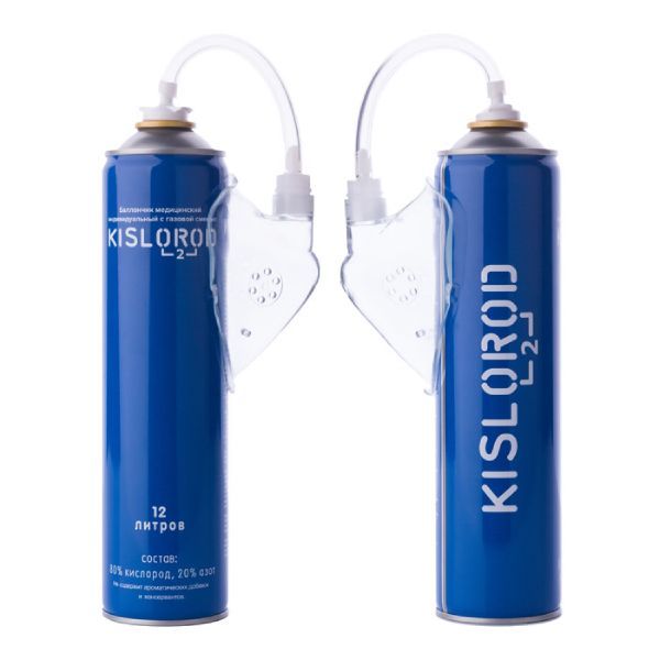 Баллончик медицинский индивидуальный с газовой смесью с маской K12L-M Кислород 12л