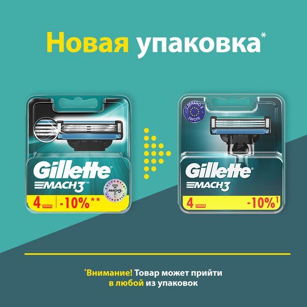 Сменные кассеты Gillette (Жиллетт) Mach3, 4 шт. фото №9