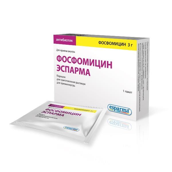 Фосфомицин Эспарма 3 г порошок для приг. раствора для внутр. приема пакет 8г