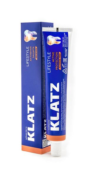 Паста зубная Lifestyle Активная защита без фтора Klatz 75мл