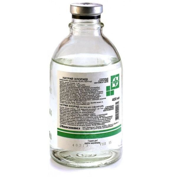 Натрия хлорид раствор для инфузий бут. 0,9% 400мл 12шт ПАО Биосинтез 792237 - фото 1