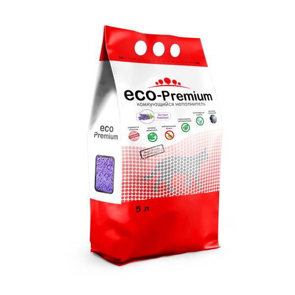 Наполнитель древесный лаванда ECO-Premium 1,9кг 5л наполнитель eco premium лаванда комкующийся древесный лаванда 1 9кг 5 л