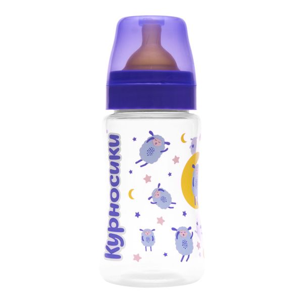 Бутылочка для кормления с широким горлом и латексной молочной соской от 0 мес. Курносики 250мл (11271) Zenith Infant Product