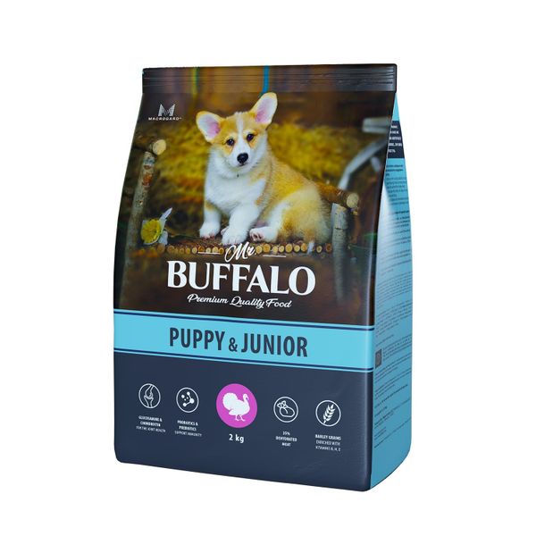 Корм сухой для щенков и юниоров индейка Puppy&Junior Mr.Buffalo 2кг фото №3