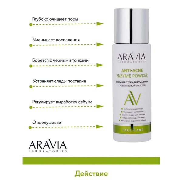 Пудра энзимная для умывания с азелаиновой кислотой Aravia Laboratories 150мл фото №5