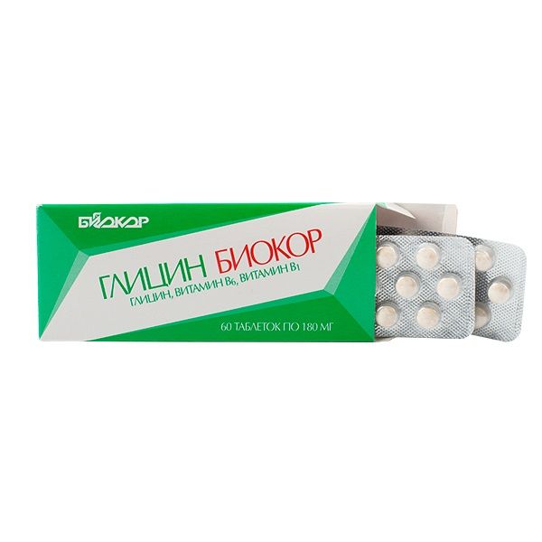 Глицин с витаминами В1 и В6 Биокор таблетки 0,18г 60шт глидиаб таблетки 80мг 60шт