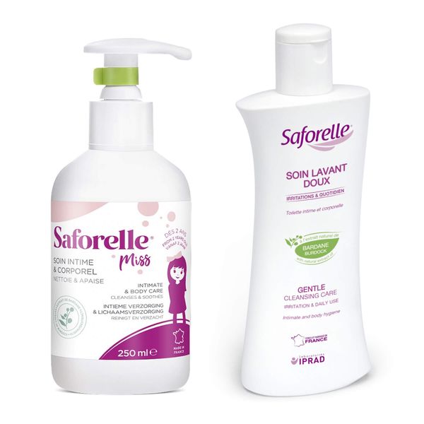 Набор 1X Гель для интимной гигиены бережное очищение Saforelle/Сафорель 250мл + 1X Гель для интимной гигиены для детей от 2 лет Miss Saforelle/Сафорель 250мл