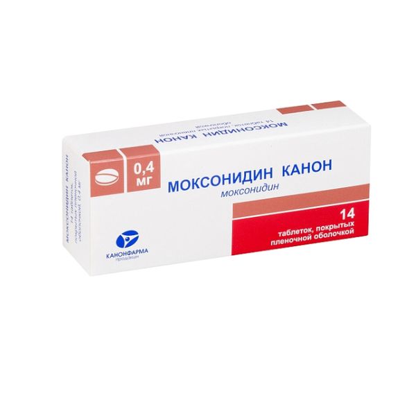 Моксонидин Канон таблетки п/о плен. 0,4мг 14шт моксонидин канон таблетки 0 2мг 28