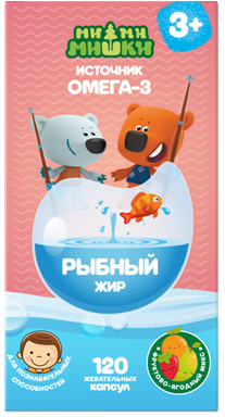 Изображение товара Рыбный жир детский фруктово-ягодный микс Ми-ми-мишки капсулы жевательные 400мг 120шт