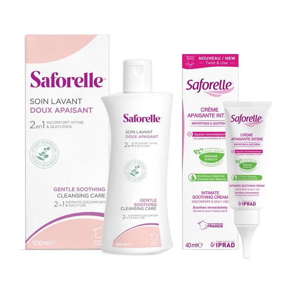 1X Крем-эмолент для интимной зоны увлажняющий Saforelle/Сафорель фл. 40мл + 1X Гель для интимной гигиены бережное очищение Saforelle/Сафорель фл. 100мл