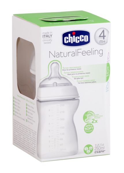 Бутылочка Chicco (Чикко) Natural Feeling с силиконовой соской от 4 мес. 250 мл