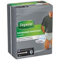 Впитывающее нижнее белье Depend/Депенд для мужчин L/XL (48-54) 9 шт. миниатюра фото №7