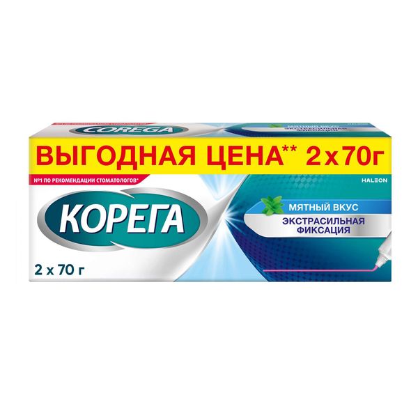 Крем для фиксации зубных протезов экстра сильный мятный CoregaКорега 70г 2шт 1161₽