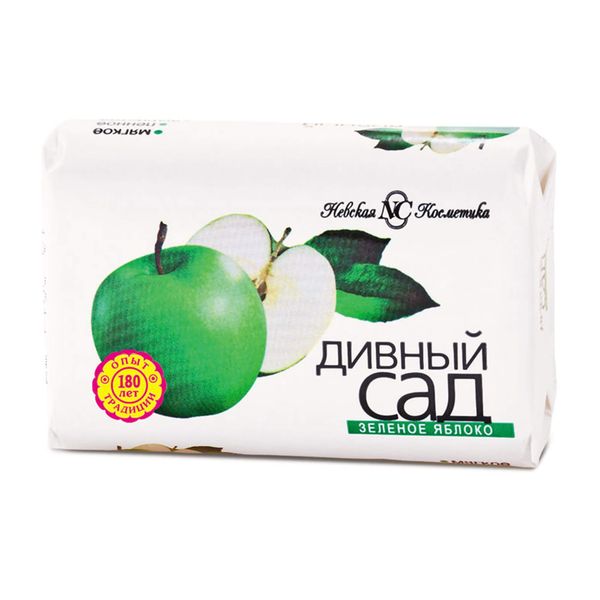 Мыло туалетное зеленое яблоко Дивный сад Невская Косметика 90г