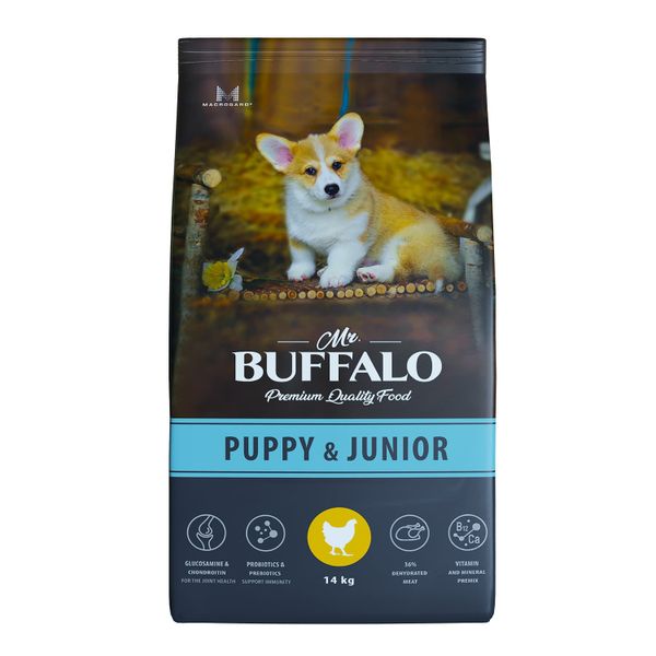 Корм сухой для щенков и юниоров курица Puppy&Junior Mr.Buffalo 14кг корм сухой для щенков и юниоров курица puppy
