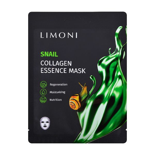 Маска для лица регенерир.с экстрактом секрец.улитки и коллаг Snail Collagen Essence Mask 23 г Limoni