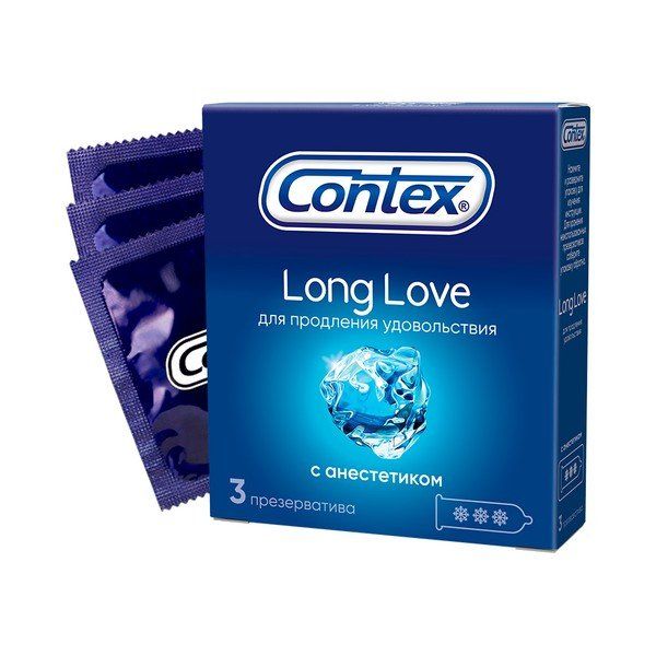 Купить Презервативы Contex (Контекс) Long Love с анестетиком 3 шт., Рекитт Бенкизер Хелскэр (ЮК) Лтд, Таиланд