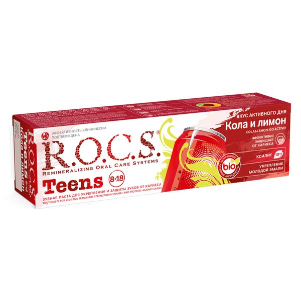 Паста зубная для подростков от 8 до 18 лет R.O.C.S./РОКС Teens Кола и лимон 74г фото №6