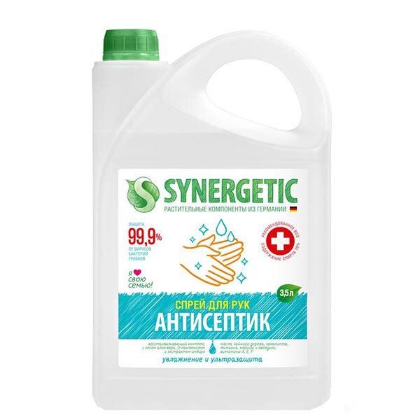 Спрей для рук антибактериальный Увлажнение и ультразащита 99,9% Synergetic 3,5л 