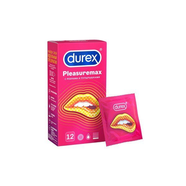 Презервативы Durex (Дюрекс) Pleasuremax с ребрами и пупырышками 12 шт.