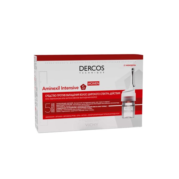 Средство против выпадения волос для женщин Dercos Aminexil Intensive 5 Vichy/Виши 6мл 21шт