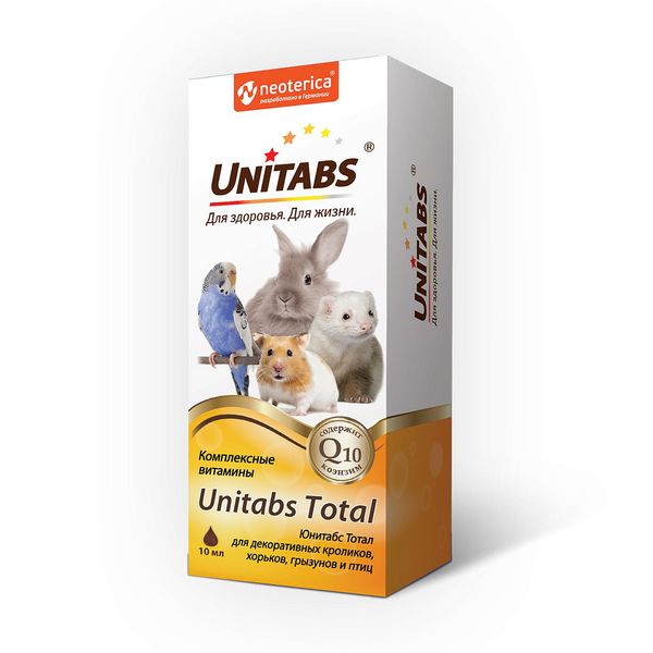 Витаминно-минеральный комплекс для кроликов, птиц и грызунов Unitabs Total 10мл