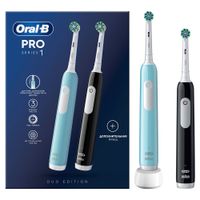 Набор Pro 1 CrossAction Oral-B/Орал-би: Щетка зубная электрическая 3791 с зарядным устройством 3757 черная 1шт+голубая 1шт