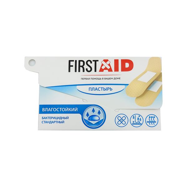 Пластырь бактерицидный влагостойкий воздухопроницаемый First Aid/Ферстэйд 1,9x7,2см 6шт СТМ-Решение (СПЛ) ООО