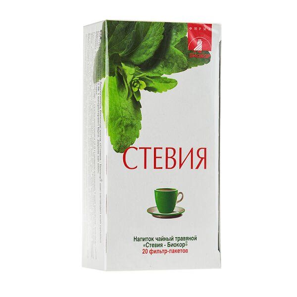 Напиток чайный стевия биокор 20 пакетиков