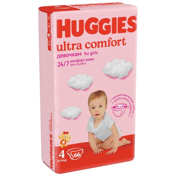 Подгузники для девочек Ultra Comfort Huggies/Хаггис 8-14кг 66шт р.4 фото №2