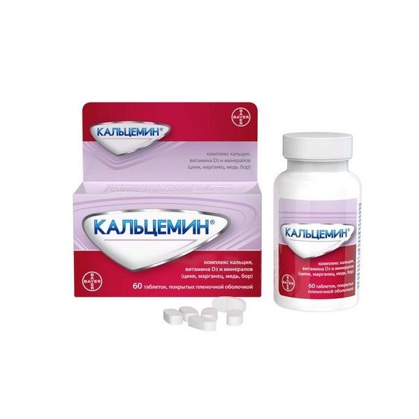 Кальцемин, комплекс кальция, витамина D3 и минералов, таблетки п.п.о. 60 шт Bayer/Байер