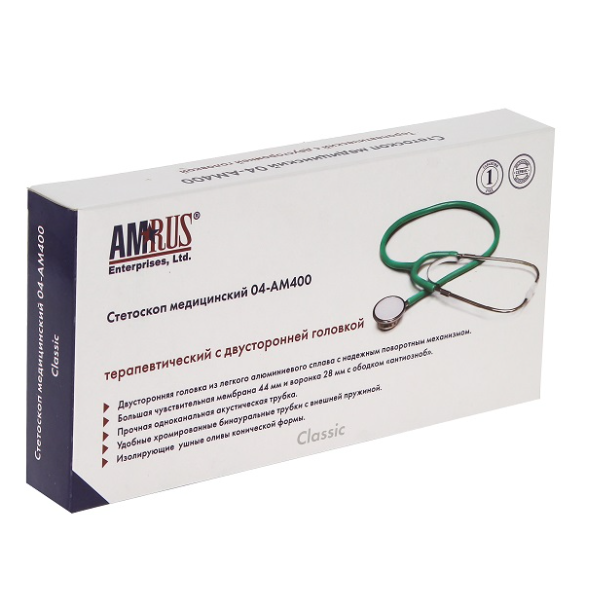 Стетоскоп терапевтический красный 04-АМ400 Amrus/Амрус фото №3