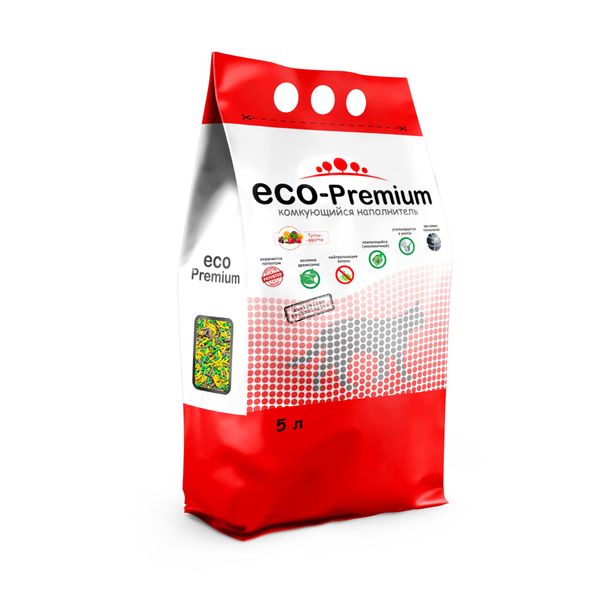 Наполнитель древесный ягоды тутти-фрутти ECO-Premium 1,9кг 5л наполнитель eco premium тутти фрутти комкующийся древесный ягоды 1 9кг 5 л