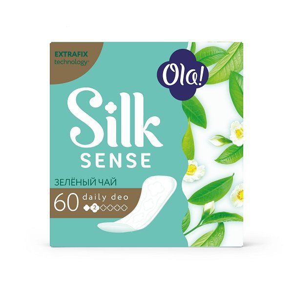Прокладки ежедневные гигиенические женские аромат зеленый чай Silk Sense Daily Deo Ola! 60шт