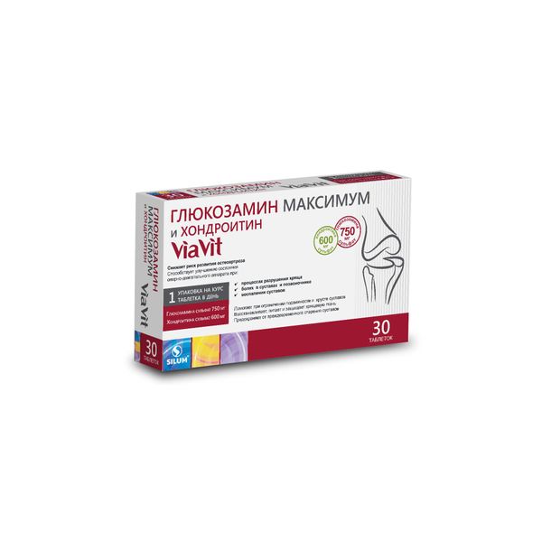 Глюкозамин Максимум 750мг и хондроитин 600мг ViaVit/ВиаВит таблетки п/о 1,6г 30шт тиогамма таблетки 600мг 30