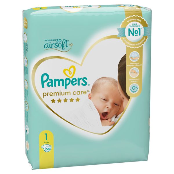 Подгузники для новорожденных Newborn Premium Care Pampers/Памперс 2-5кг 66шт