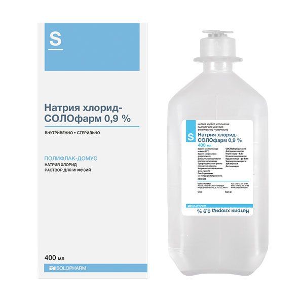 Натрия хлорид-СОЛОфарм раствор для инфузий фл. 0,9% 400мл натрия хлорид буфус амп 0 9% 5мл 10