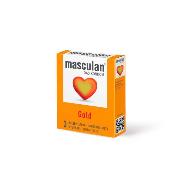 Презервативы золотого цвета Gold Masculan/Маскулан 3шт презервативы нежные sensitive plus masculan маскулан 3шт