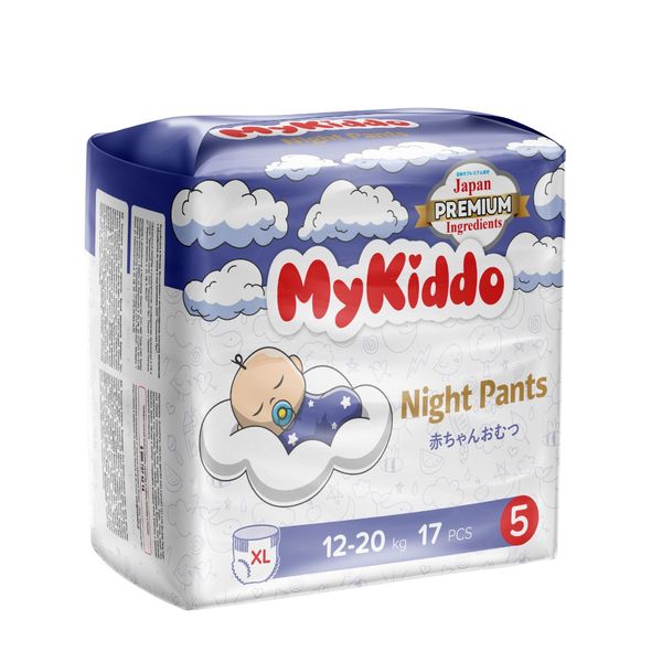 Подгузники-трусики для детей ночные Night MyKiddo 12-20кг 17шт р.XL подгузники трусики для взрослых id pants l 10 шт