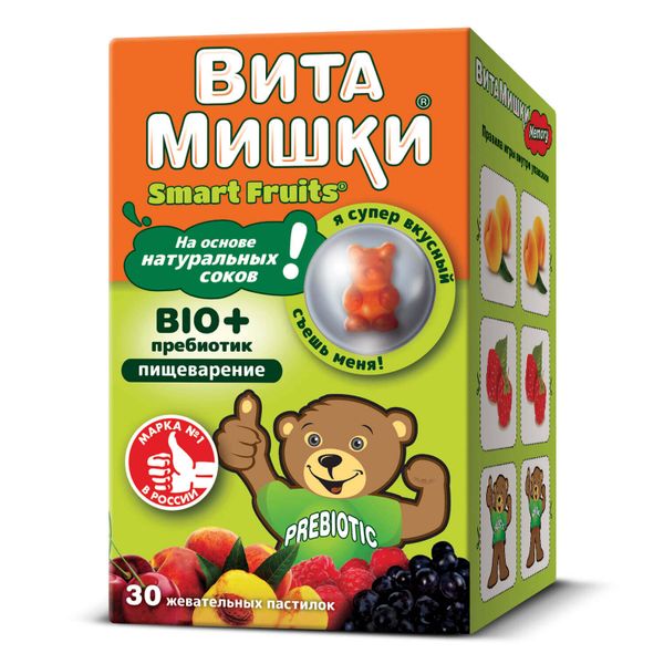 ВитаМишки Smart Fruits Bio+ пребиотик пастилки жевательные 30шт