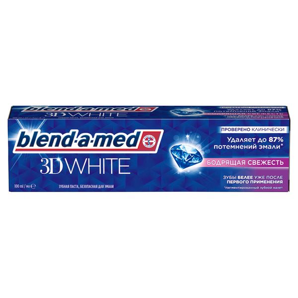 Паста зубная бодрящая свежесть 3D White Blend-a-med/Бленд-а-мед 100мл Procter & Gamble PL 1089647 Паста зубная бодрящая свежесть 3D White Blend-a-med/Бленд-а-мед 100мл - фото 1